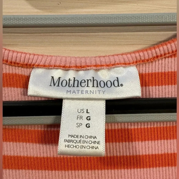 Motherhood Maternity Rib Knit Maternity Dress Orange/Pink Stripe size large - Picture 3 of 3